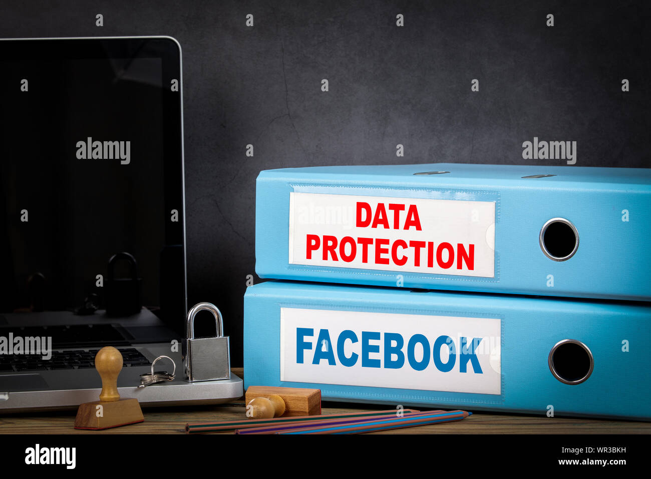 Facebook and Data Protection. Facebook is a well-known social networking service Stock Photo