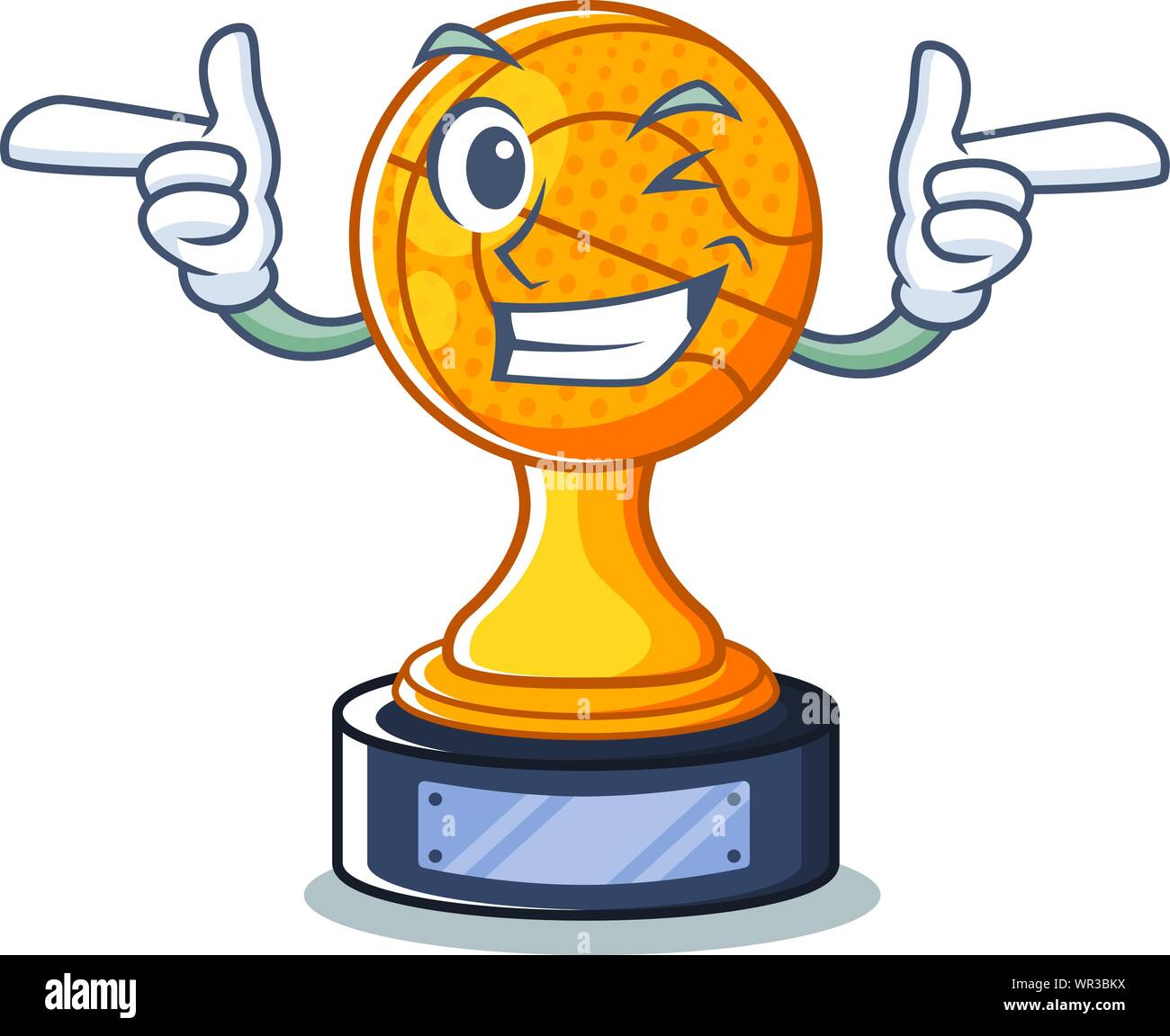 Wink cartoon basketball trophy display in drawer Stock Vector Image