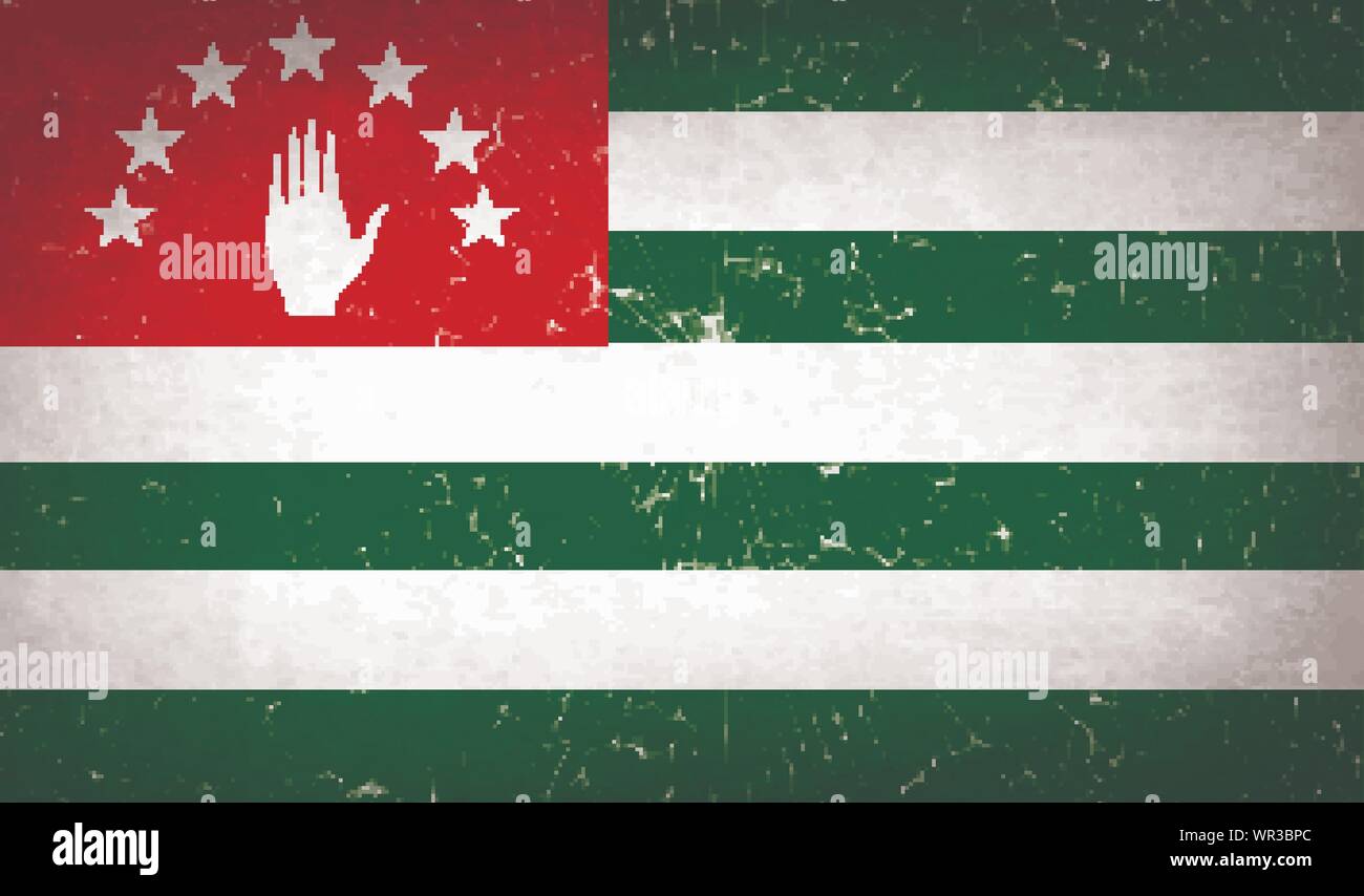 Flags Abkhazia with broken glass texture. Vector Stock Vector