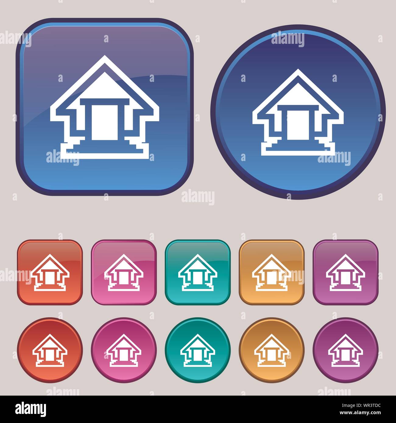 House icon sign. A set of twelve vintage buttons for your design ...