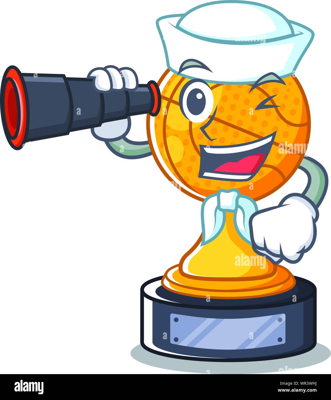 Sailor with binocular basketball trophy character shaped on cartoon Stock Vector Image & Art Alamy