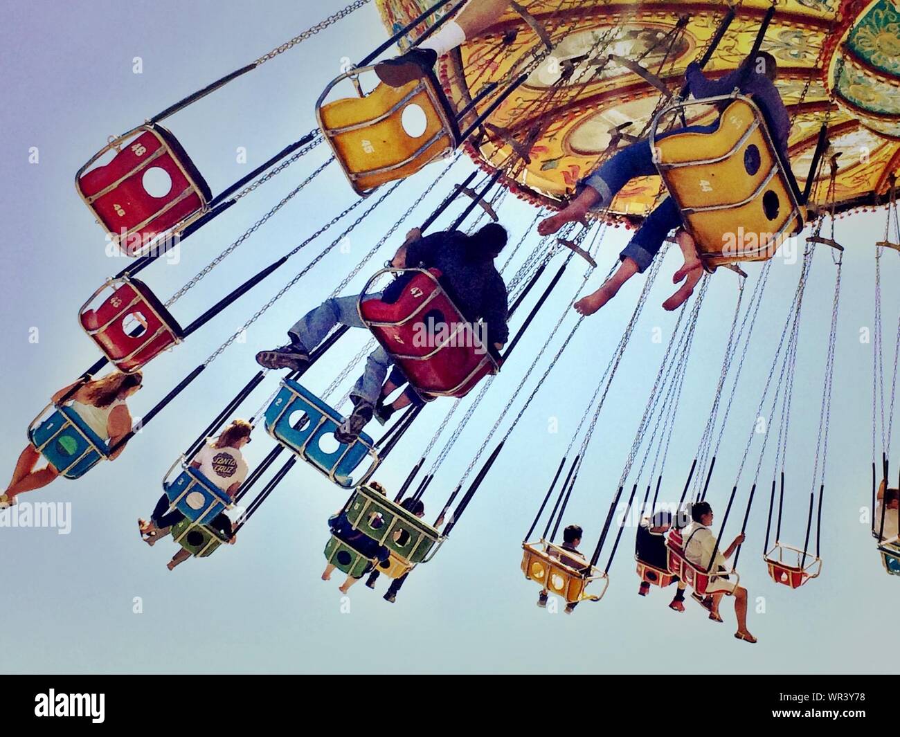 Low Angle View Of Amusement Ride In Park Stock Photo