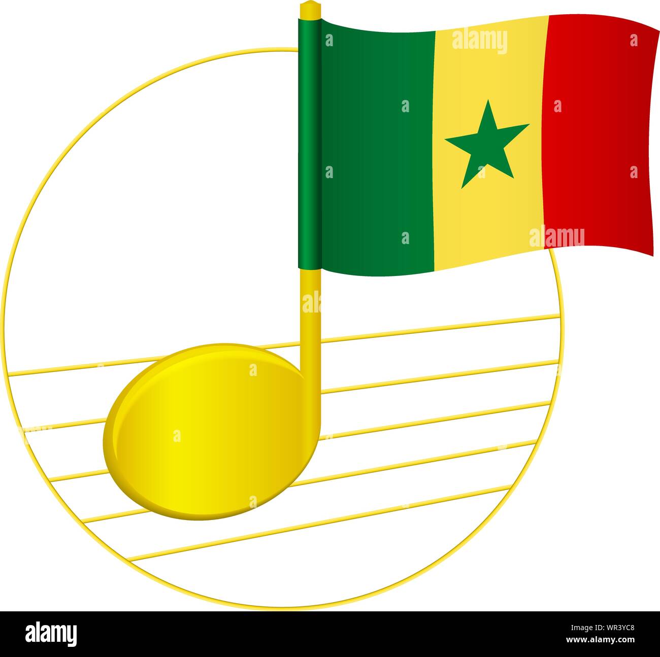 Senegal flag and musical note. Music background. National flag of ...