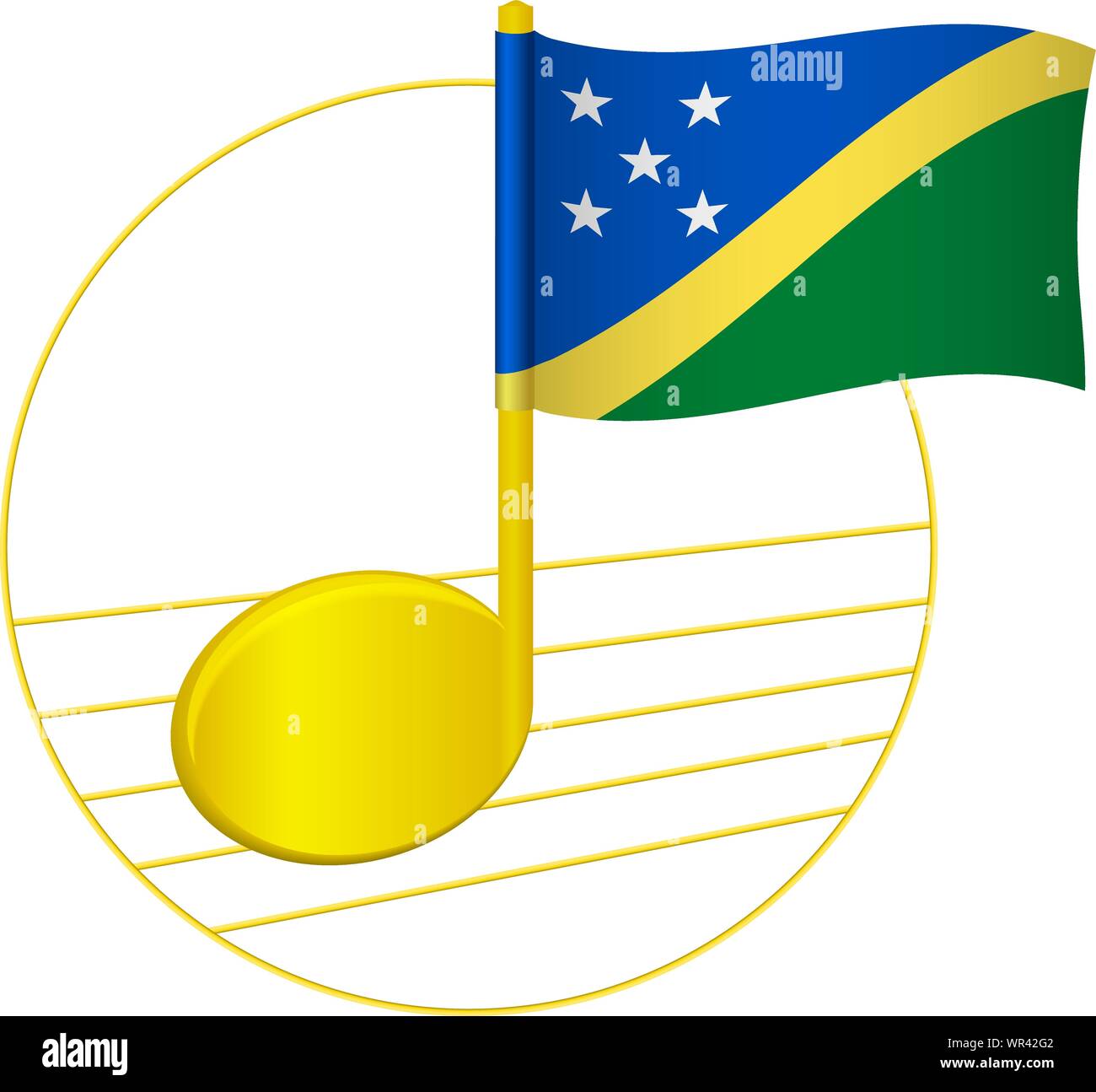 Solomon Islands flag and musical note. Music background. National flag