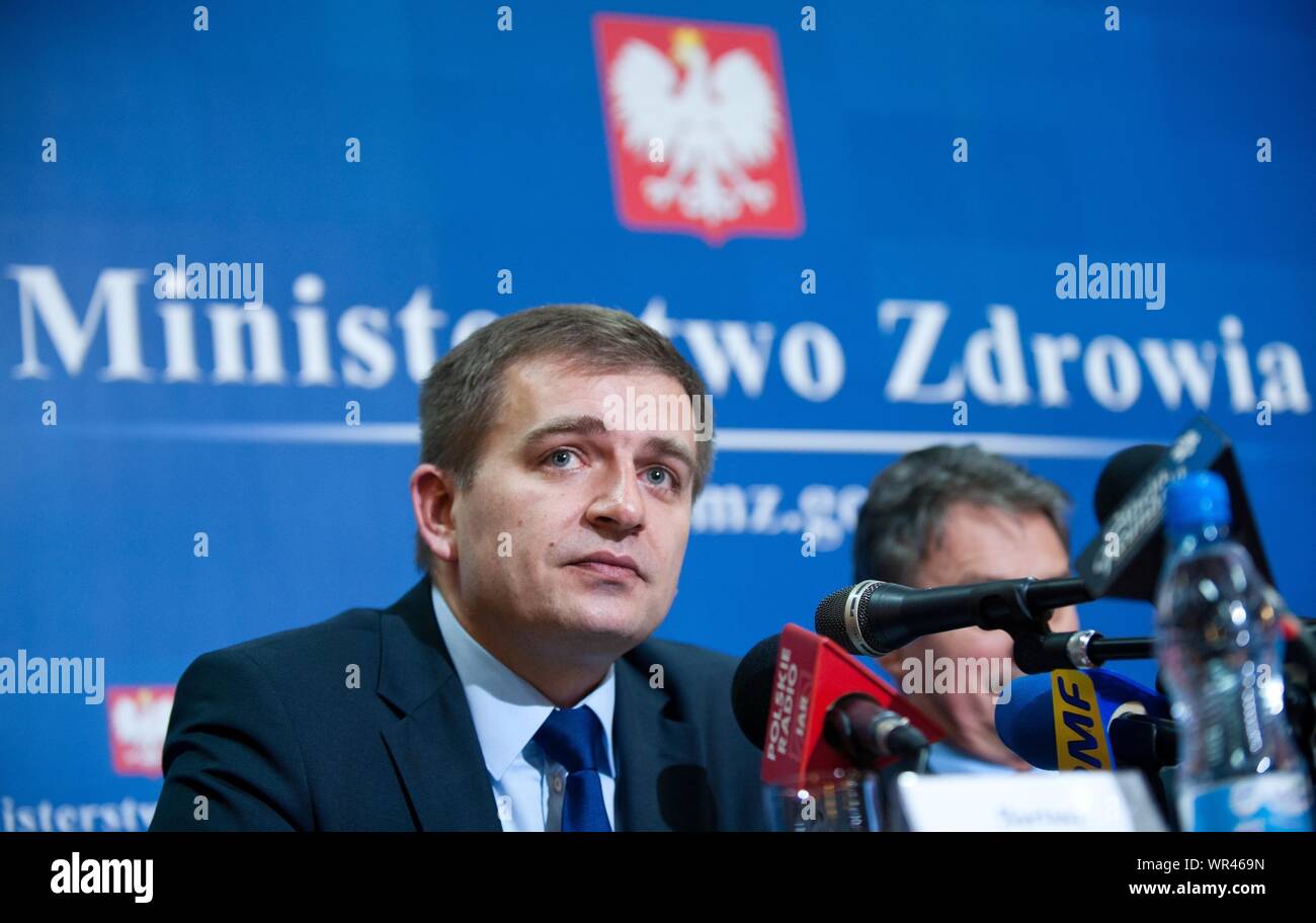 29.12.2011 Warsaw, Poland. Bartosz Arlukowicz at the press conference Stock Photo