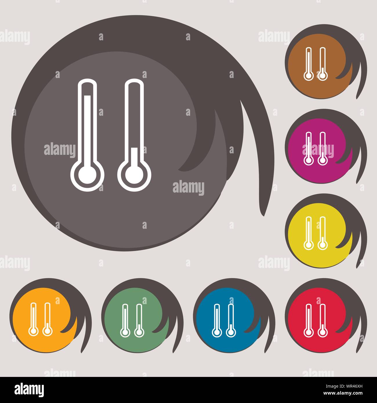 thermometer temperature icon sign. Symbol on eight colored buttons. Vector Stock Vector Image