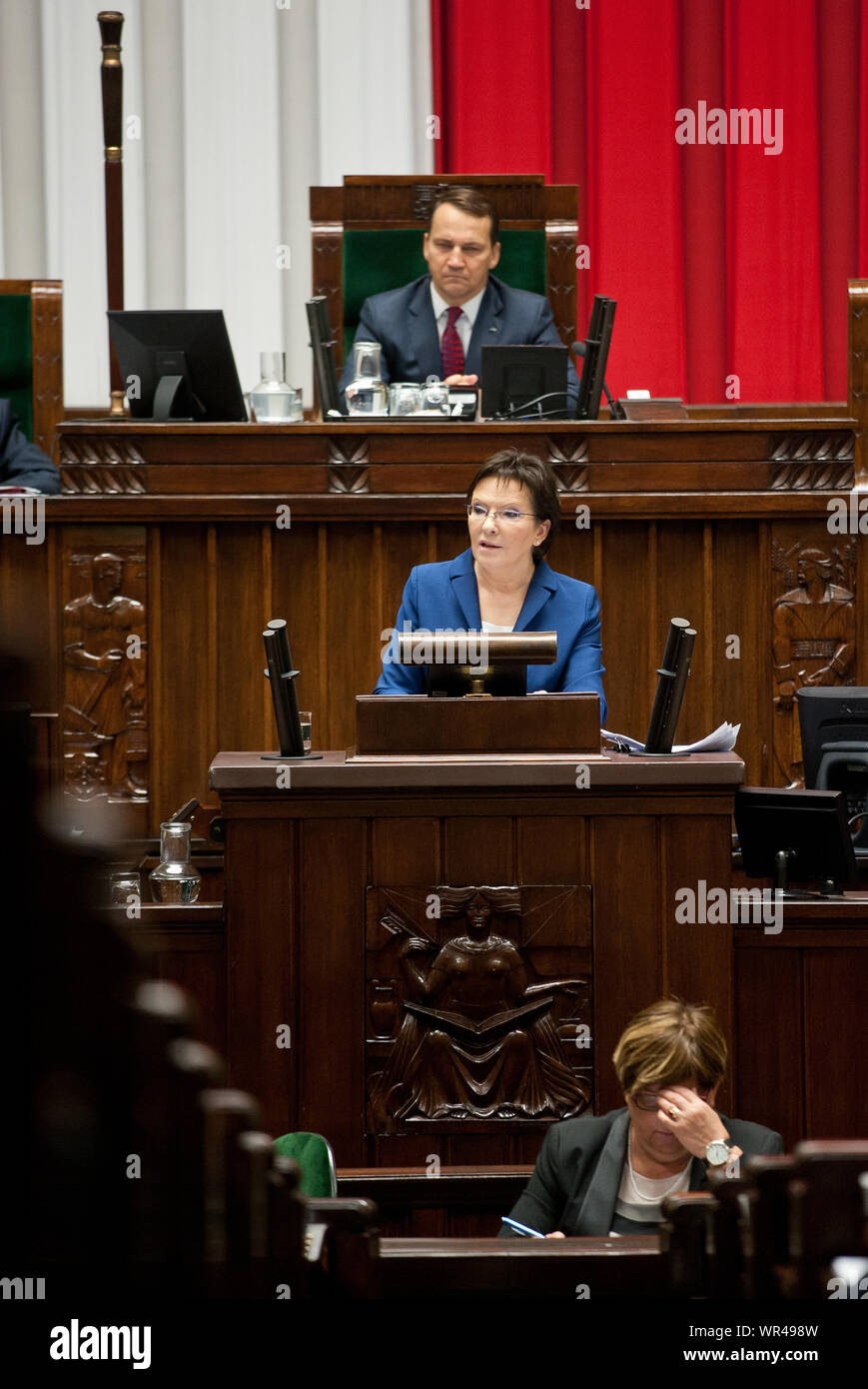 1.10.2014 Warsaw, Poland. Ewa Kopacz at the Sejm. Stock Photo