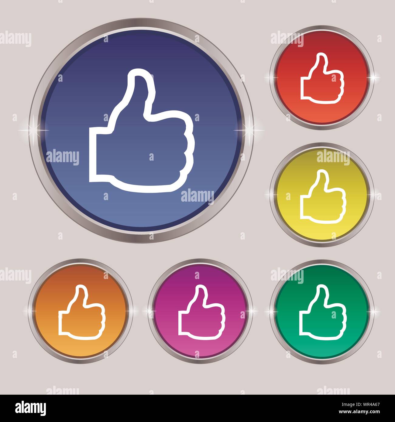 Like icon sign. Round symbol on bright colourful buttons. Vector Stock ...