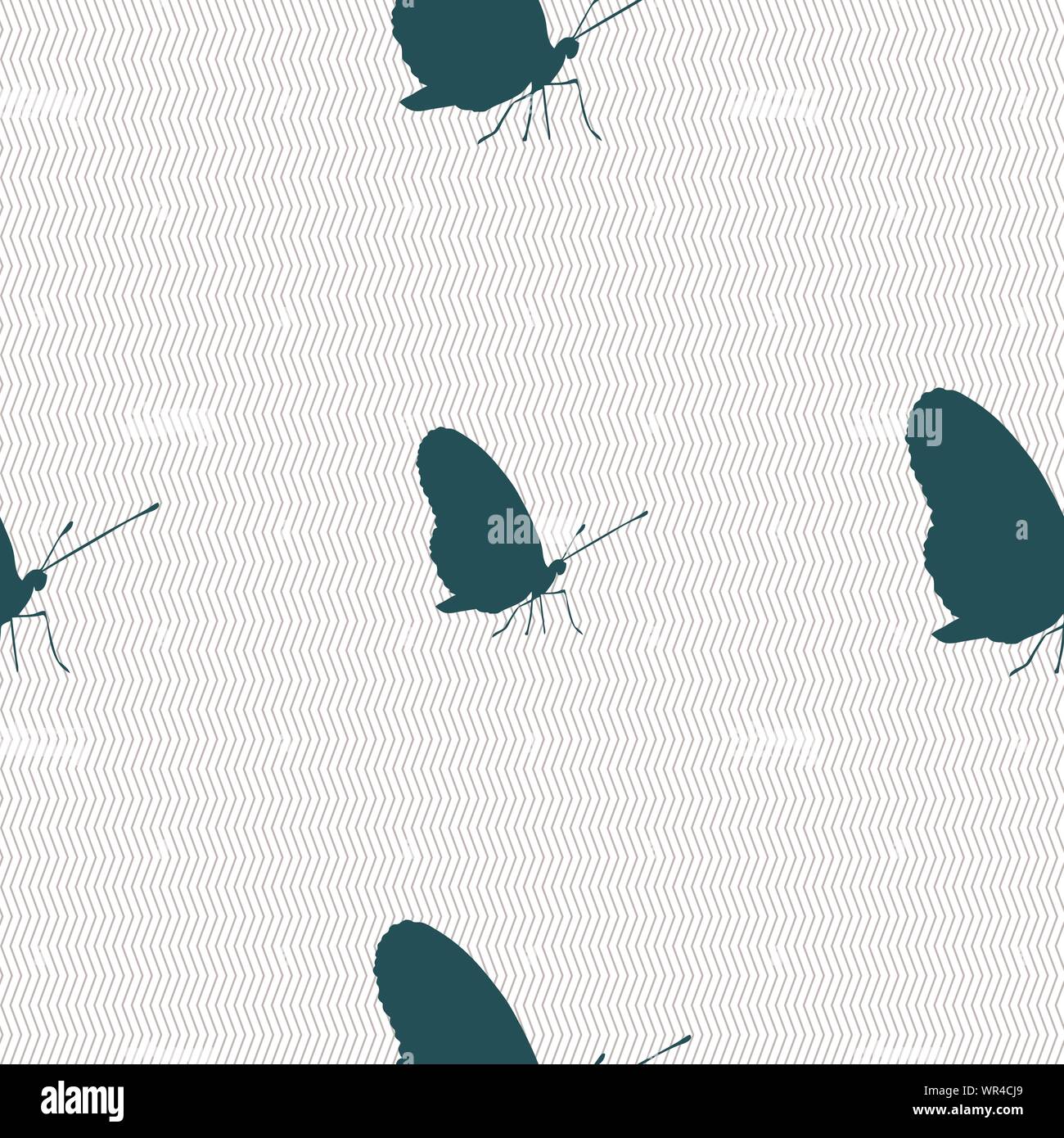 butterfly icon sign. Seamless pattern with geometric texture. Vector ...