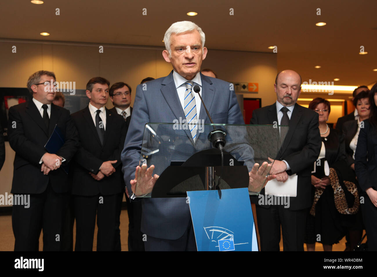 12.04.2011 Brussels, Belgium. Pictured: Jerzy Buzek Stock Photo