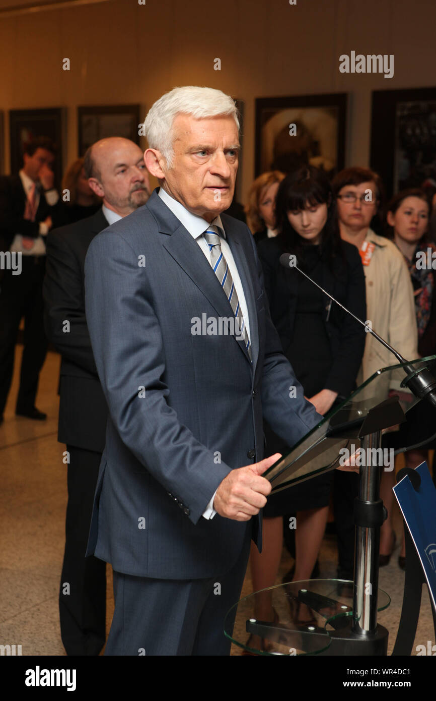 12.04.2011 Brussels, Belgium. Pictured: Jerzy Buzek Stock Photo