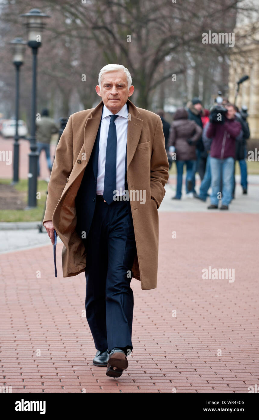 02. 03. 2014 Warsaw, Poland. Pictured: Jerzy Buzek Stock Photo