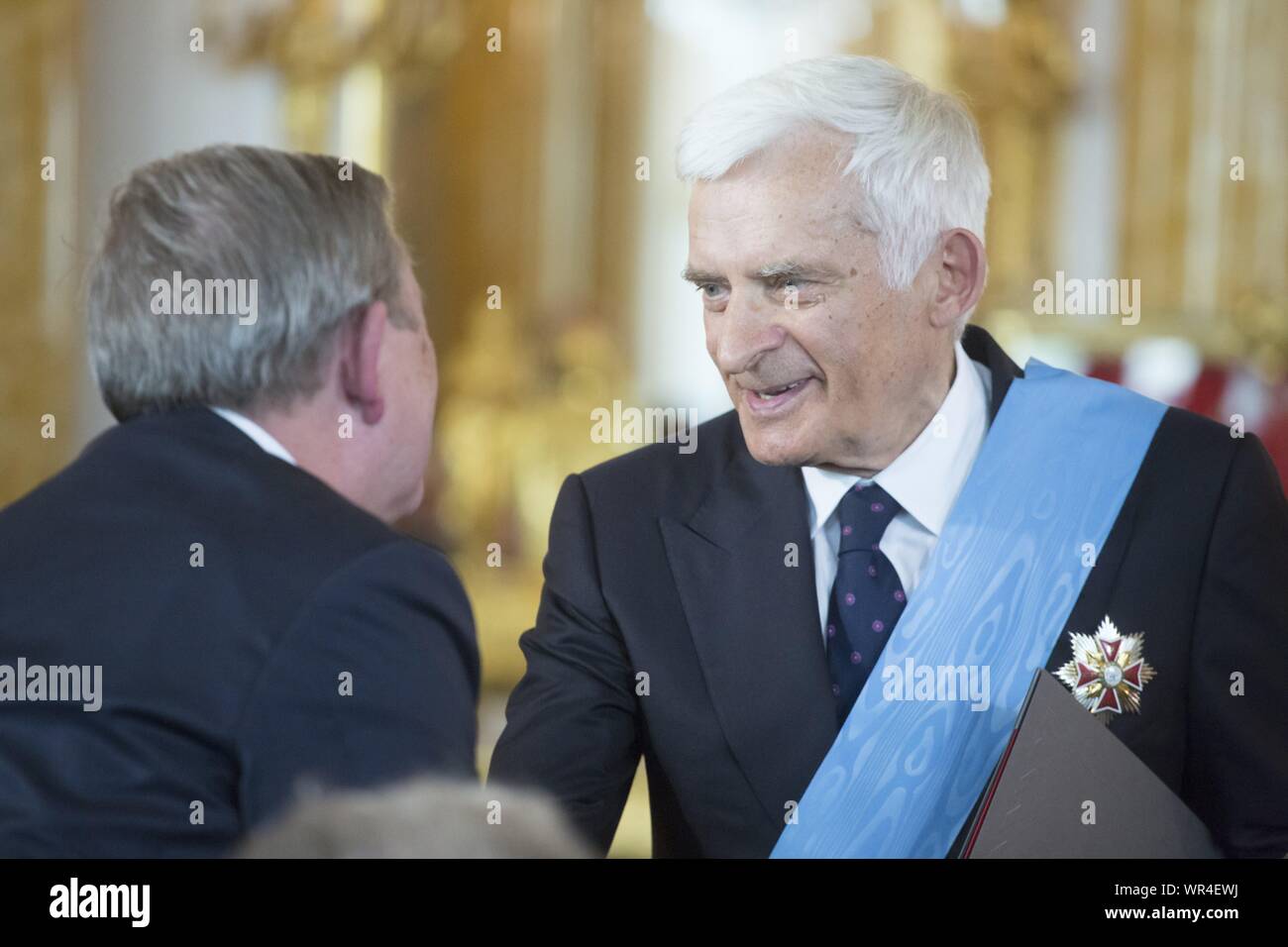 Aug. 6, 2015 Warsaw, presidential inauguration in Poland: Andrzej Duda sworn in as new Polish president. Receiving the insignia of orders at the Royal Stock Photo