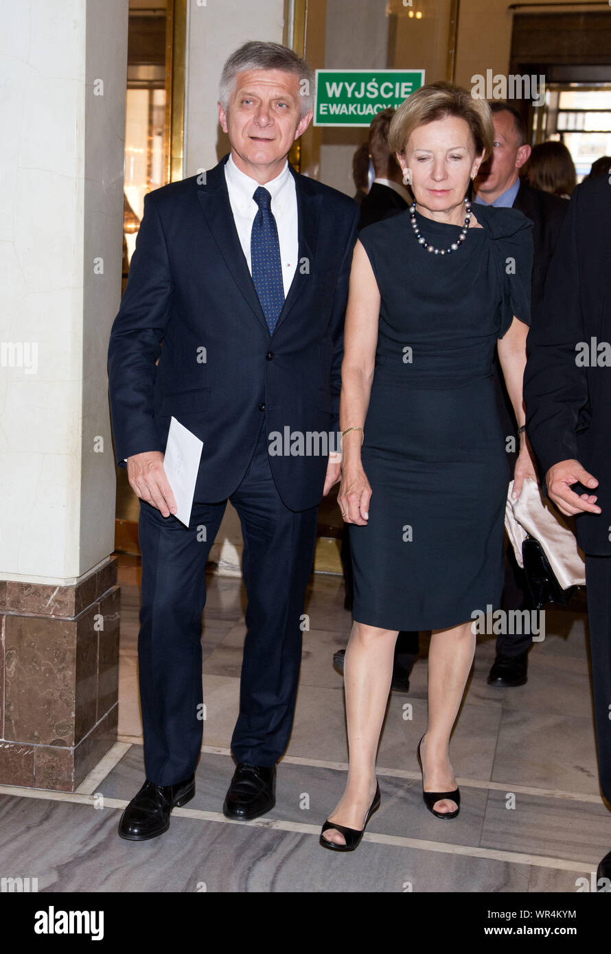 9. 06. 2014 Warsaw, Poland. Pictured: Marek Belka with his wife Krystyna Stock Photo