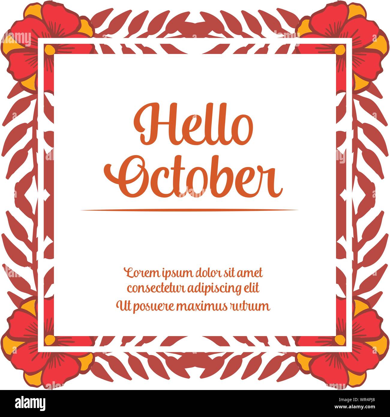 Colorfull October Lettering Lettering banner for hello october, with art graphic of colorful leaf ...