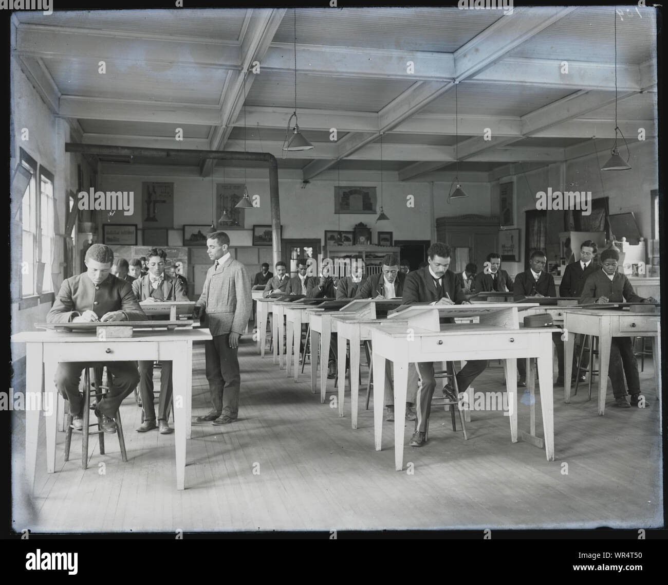 Mechanical drawing class at Tuskegee Institute, ca. 1902 Stock Photo