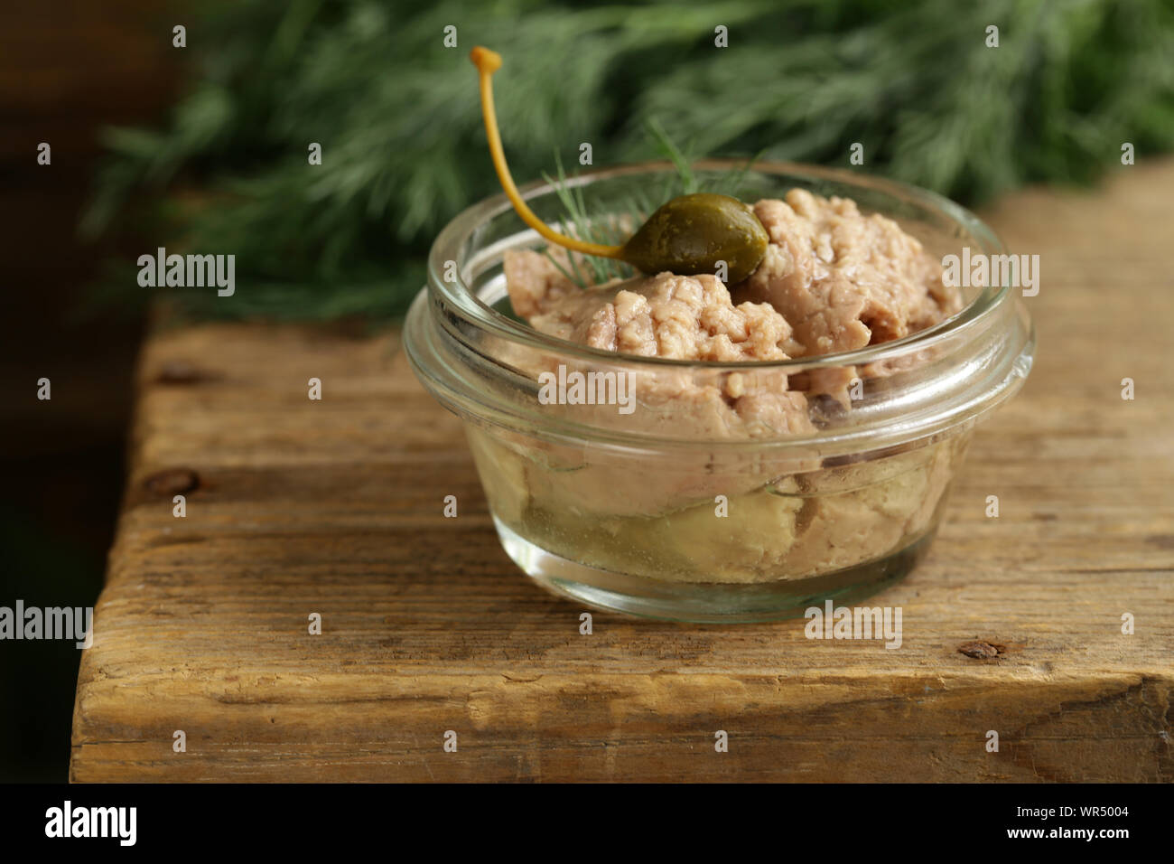 canned cod liver in a jar on a table Stock Photo Alamy