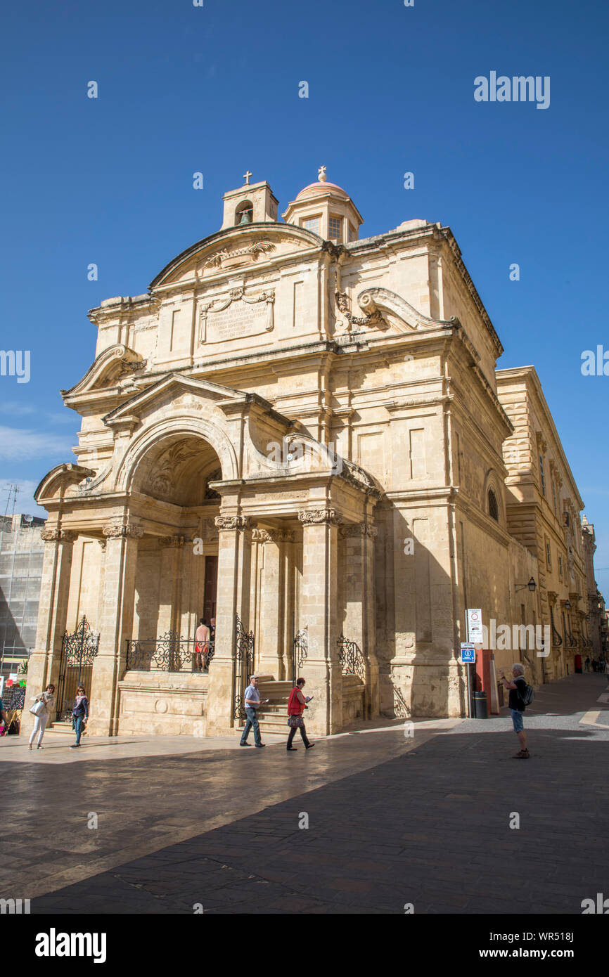 Valetta, Malta, St. Catharina Church in the Old Town, on Castillo Square, Stock Photo