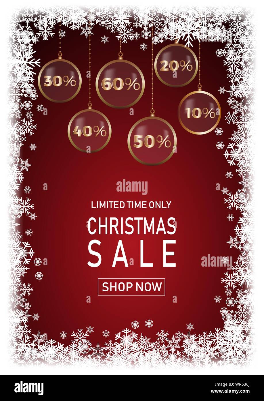 Christmas Holiday Sale On Red Background With Snow Limited Time Only Template For A Banner Shopping Discount Vector Illustration For Your Design Stock Vector Image Art Alamy