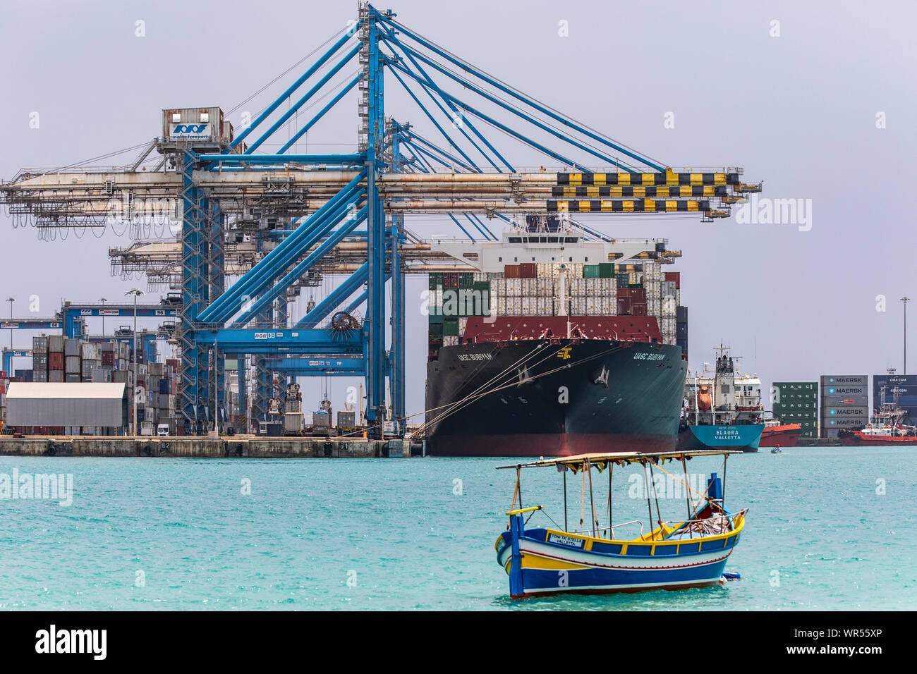 Port facilities, Malta Freeport, near Birzebbuga, in Marsaxlokk bay