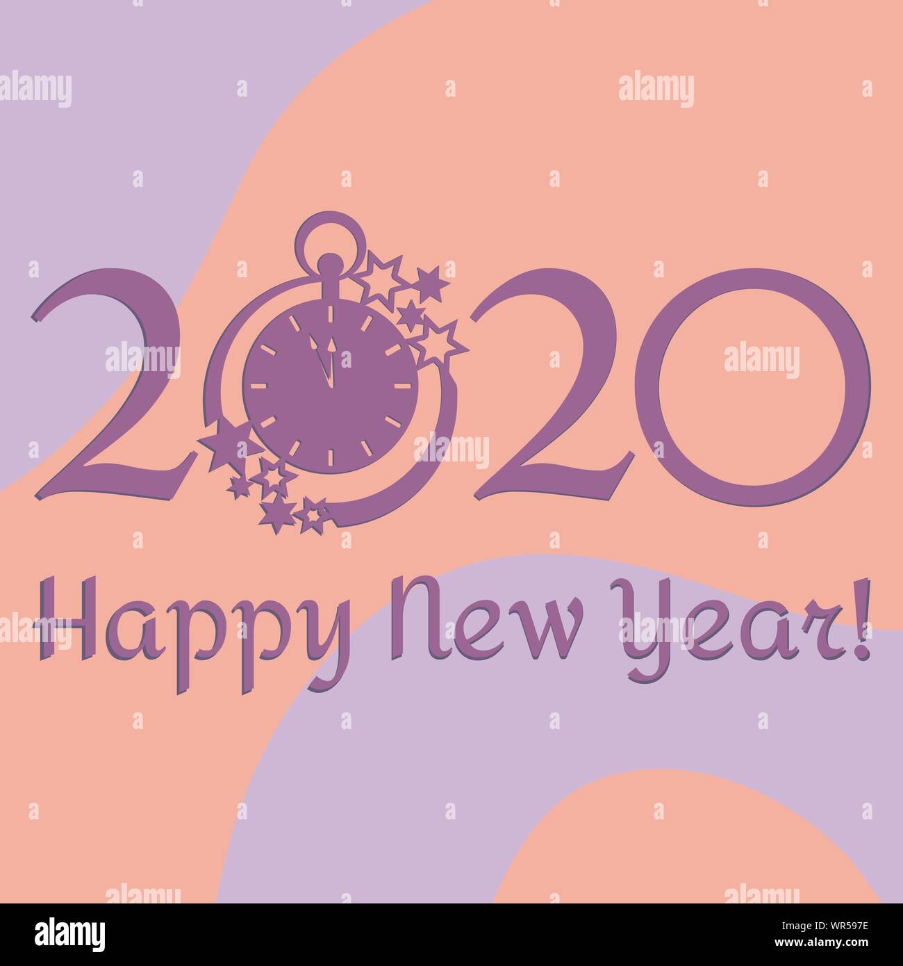 Happy New Year Vector Illustration With 2020 Year Numbers Clock