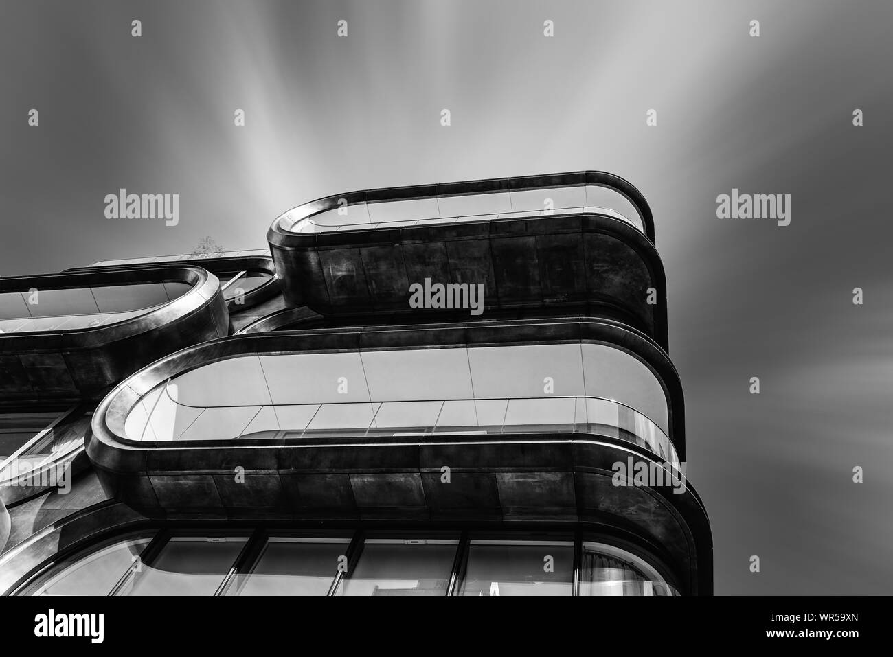 New York City, USA - June 22, 2018: Low angle view of modern residential building designed by Zaha Hadid Architects at the High Line Stock Photo