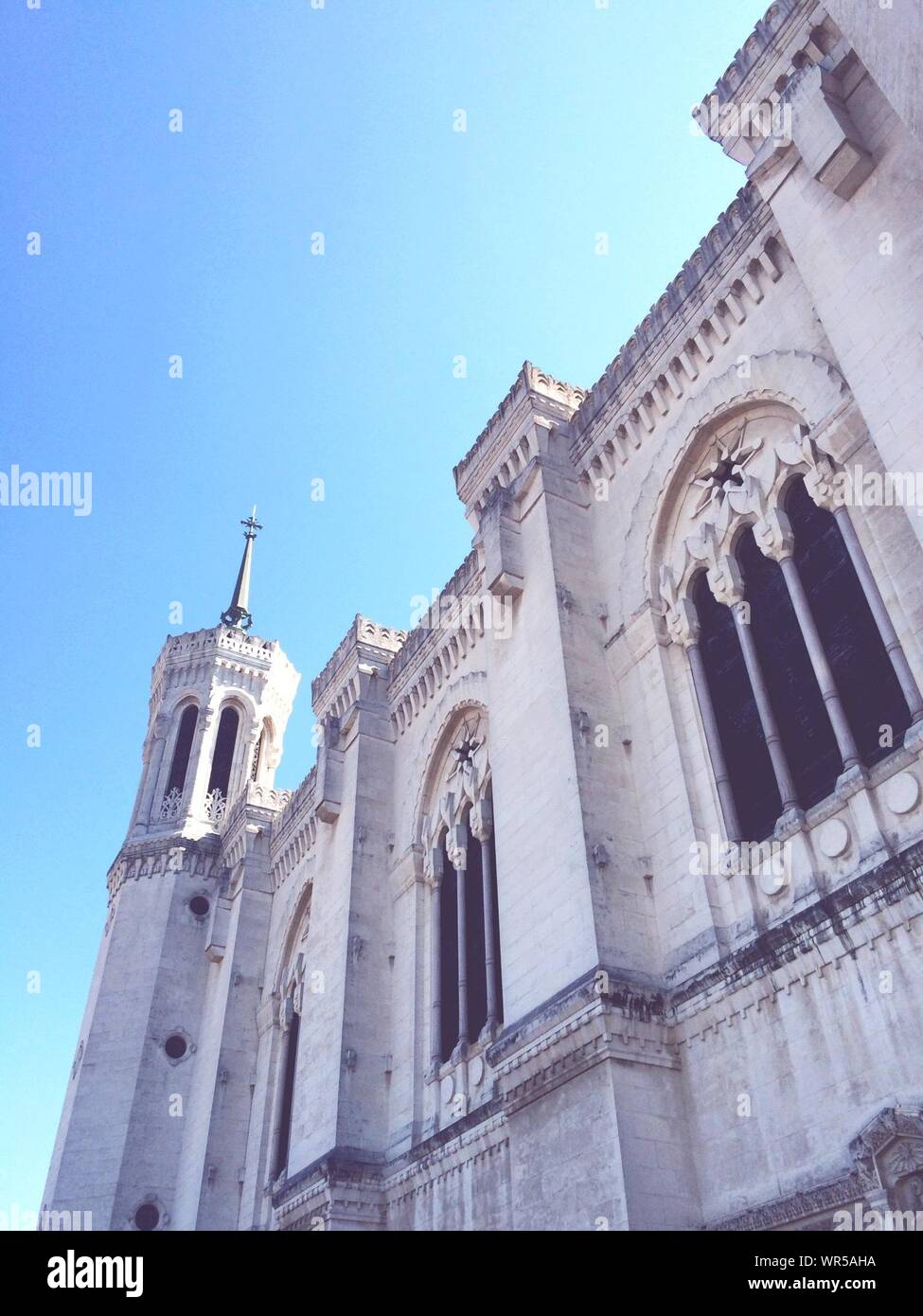 Low Angle View Of Basilica Of Notre-dame De Fourviere Against Clear Sky Stock Photo