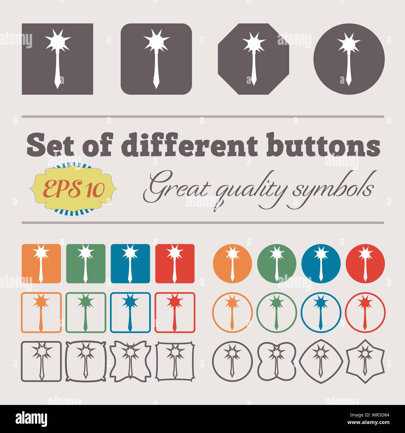 Mace icon sign. Big set of colorful, diverse, high-quality buttons ...