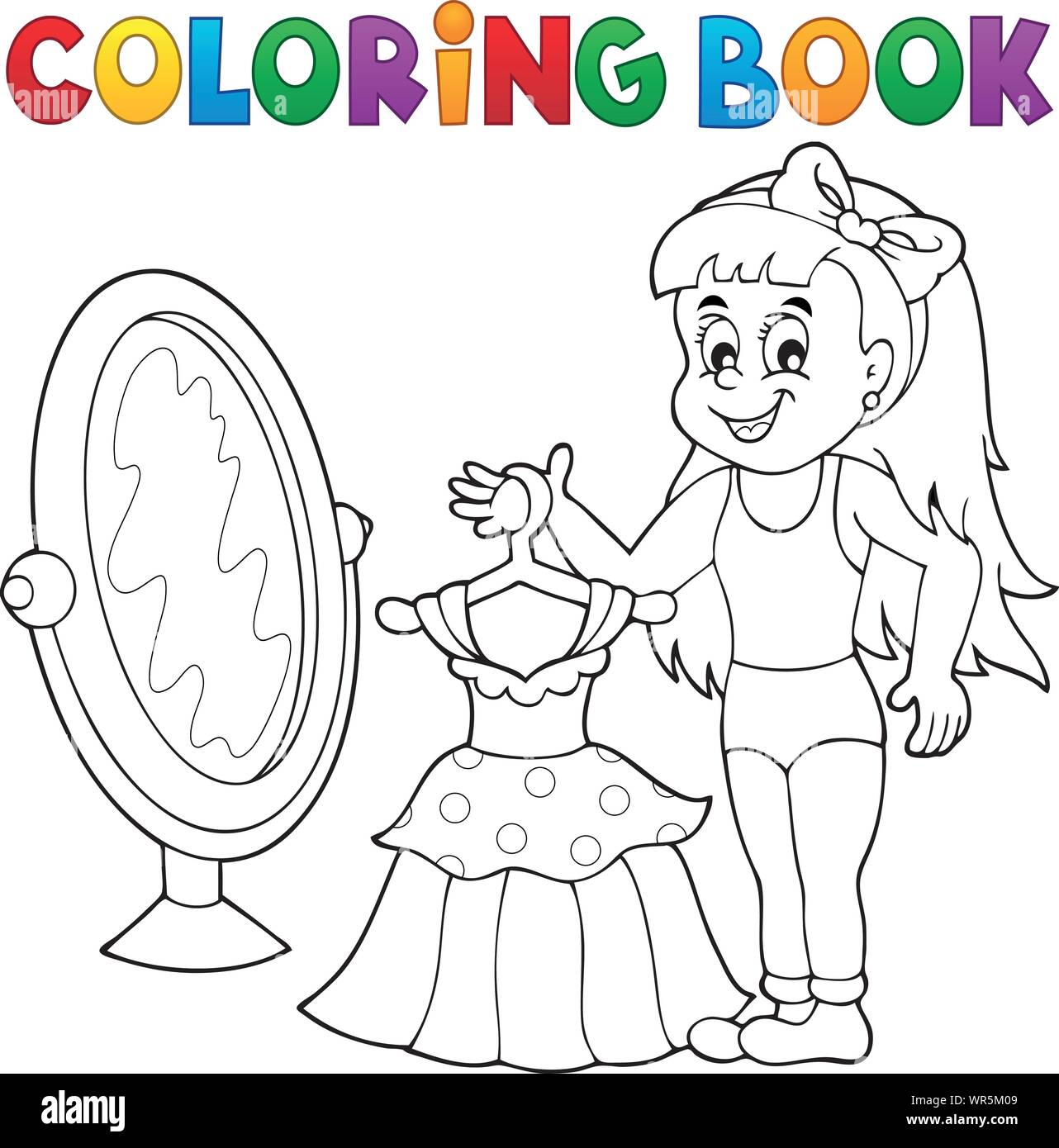 Coloring book girl with dress theme Stock Vector Image &amp; Art - Alamy