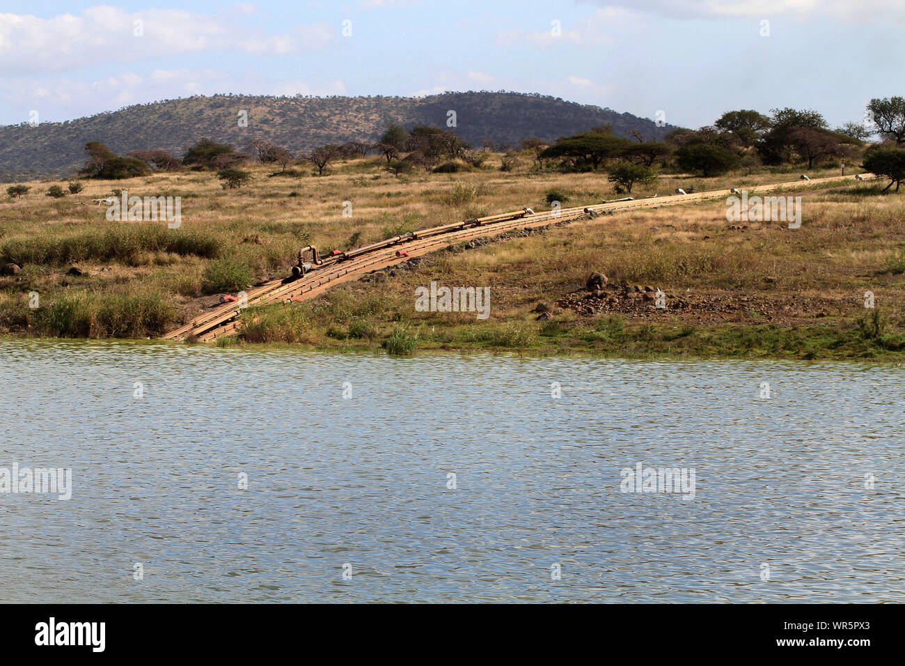 Irrigation tracks running into Pongolapoort Dam, South Africa Stock