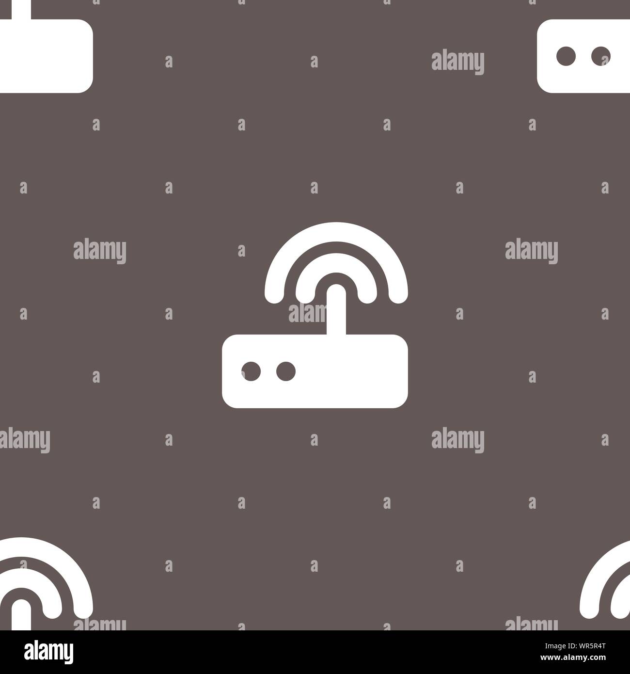 Wi fi router icon sign. Seamless pattern on a gray background. Vector Stock Vector