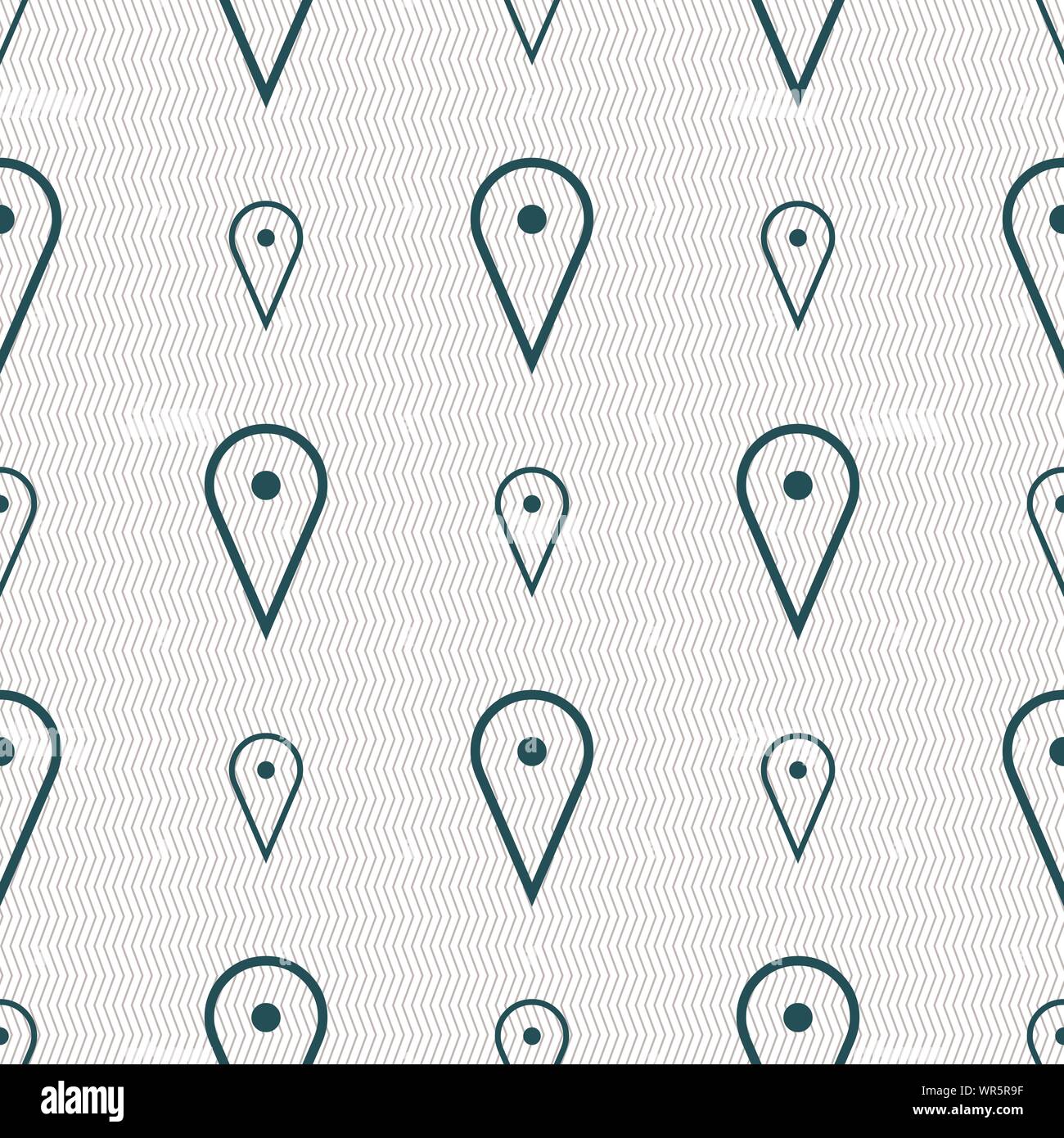 map poiner icon sign. Seamless pattern with geometric texture. Vector Stock Vector