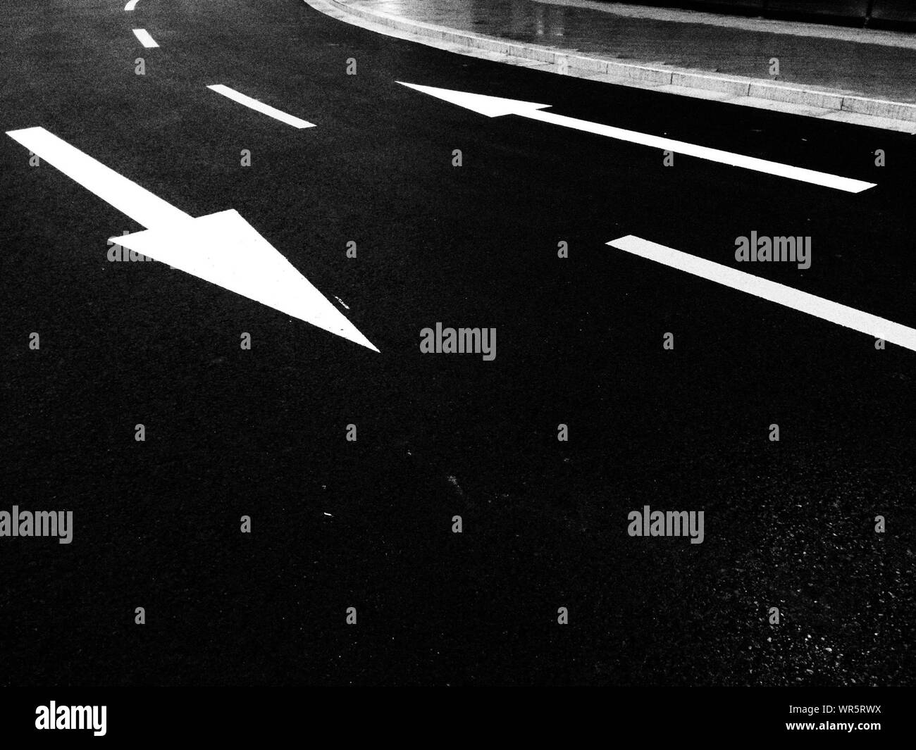 Road markings arrow Black and White Stock Photos & Images - Alamy