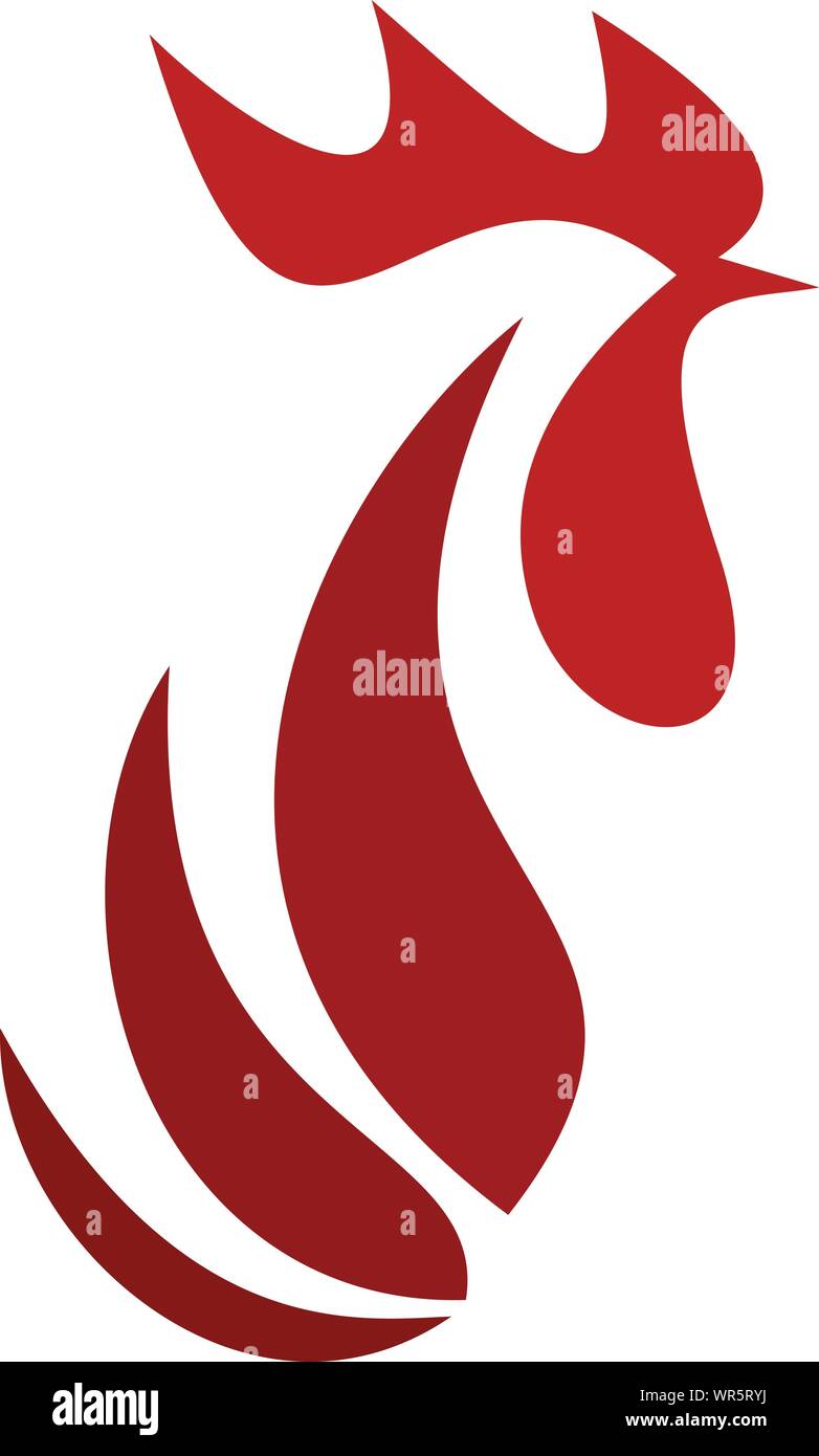 Red rooster head logo. Flat illustration of red rooster head vector