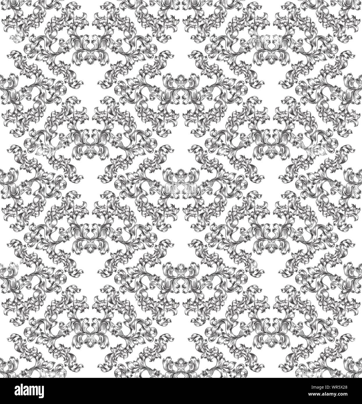 Floral Motif Scroll Pattern Seamless Tile Stock Vector