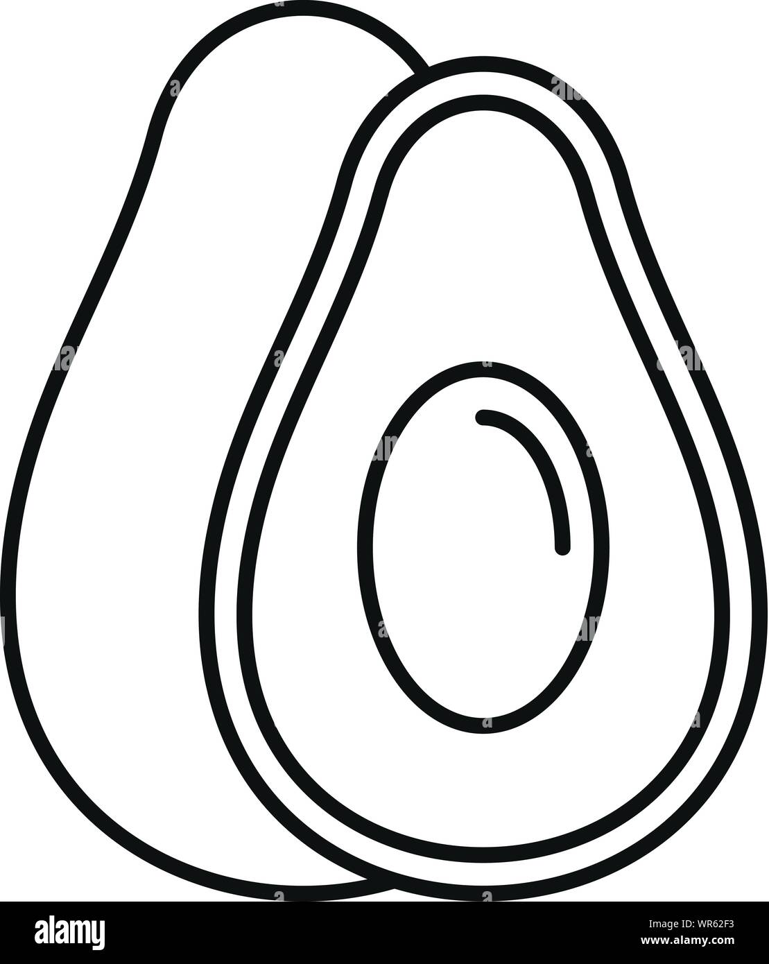 Black White Cartoon Illustration Avocado High Resolution Stock