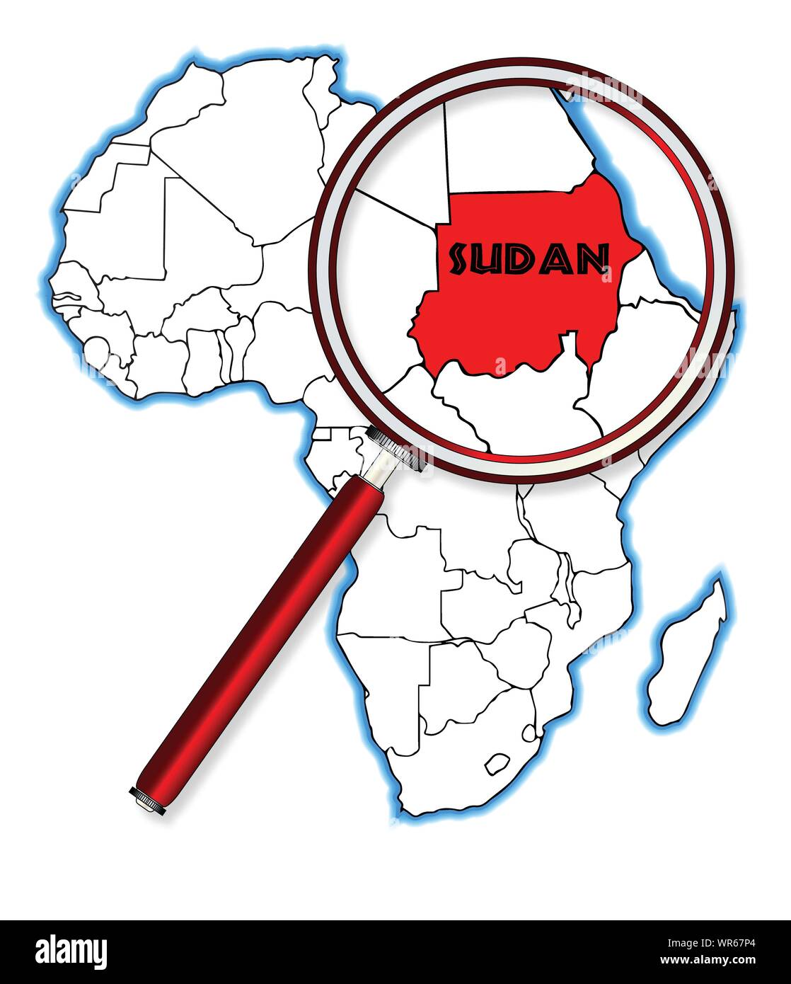 Map sudan magnifying glass Cut Out Stock Images & Pictures - Alamy