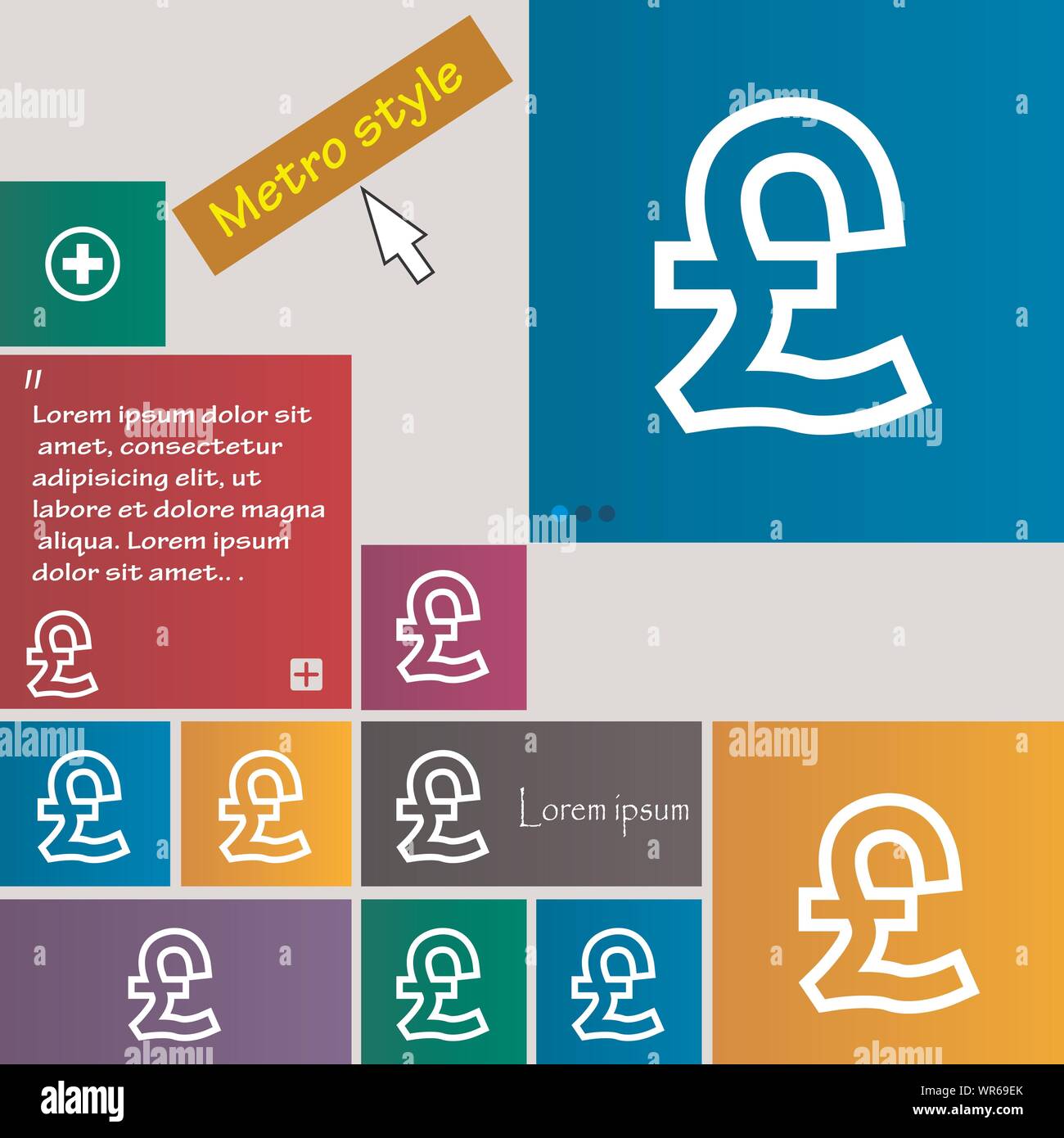 Pound Sterling icon sign. buttons. Modern interface website buttons with cursor pointer. Vector