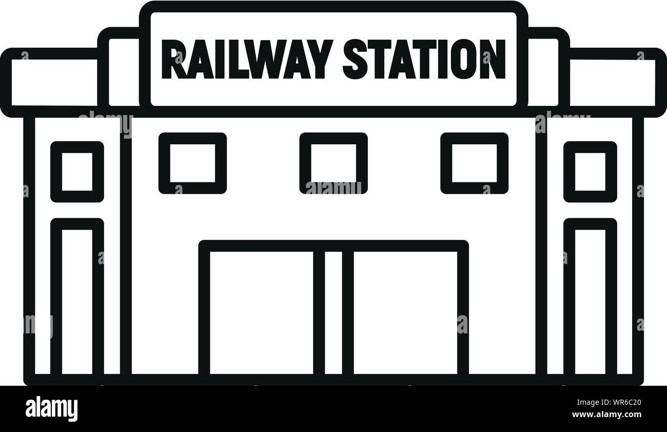 Glass railway station icon. Outline glass railway station vector icon for web design isolated on white background Stock Vector