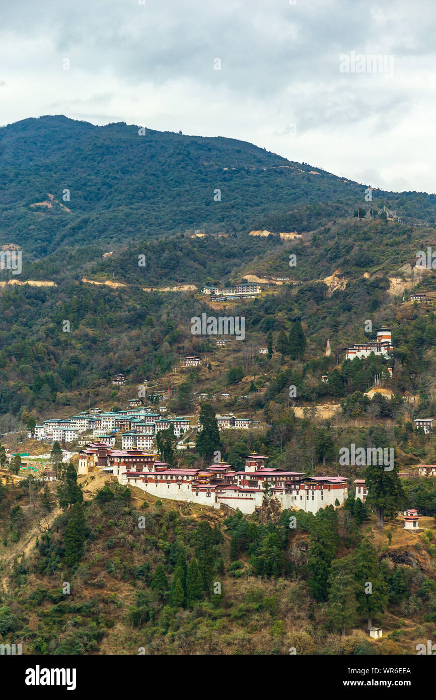 Trongsa Dzong, headqurters of the governement in Trongsa district Stock Photo