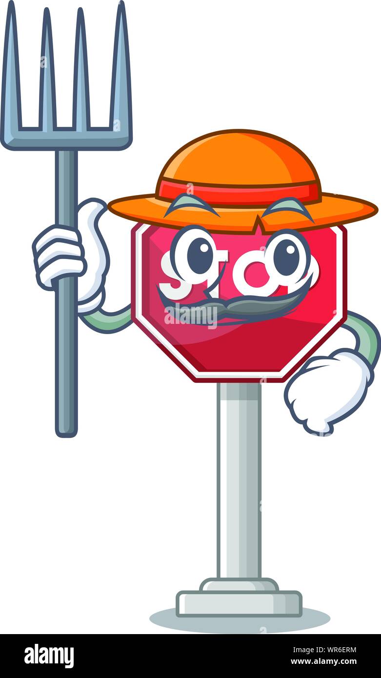 Farmer sign stop mascot shaped with character Stock Vector Image & Art ...