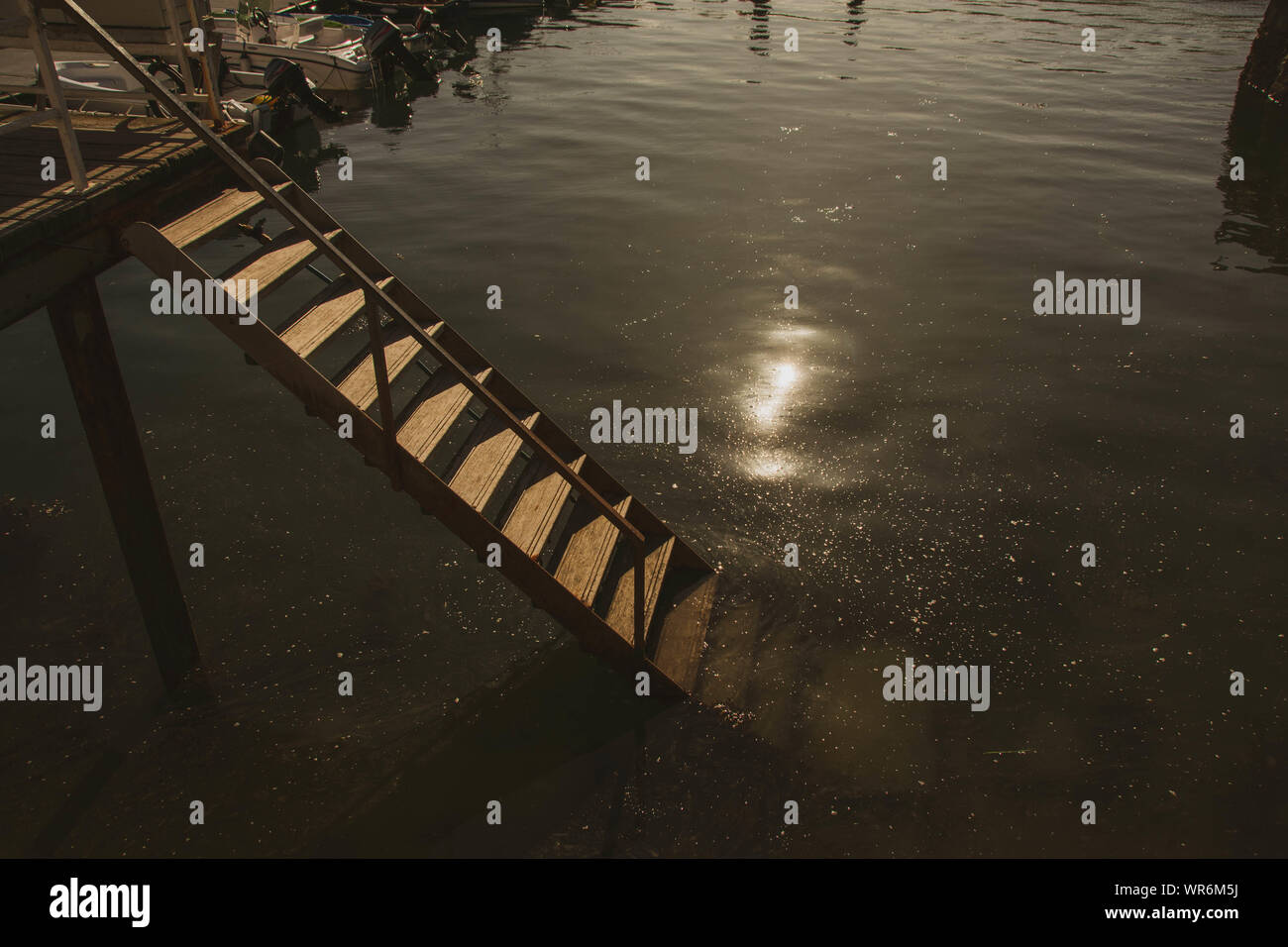 Steep Steps Leading To Lake Dock Stock Image - Image of steps, pond:  220289845