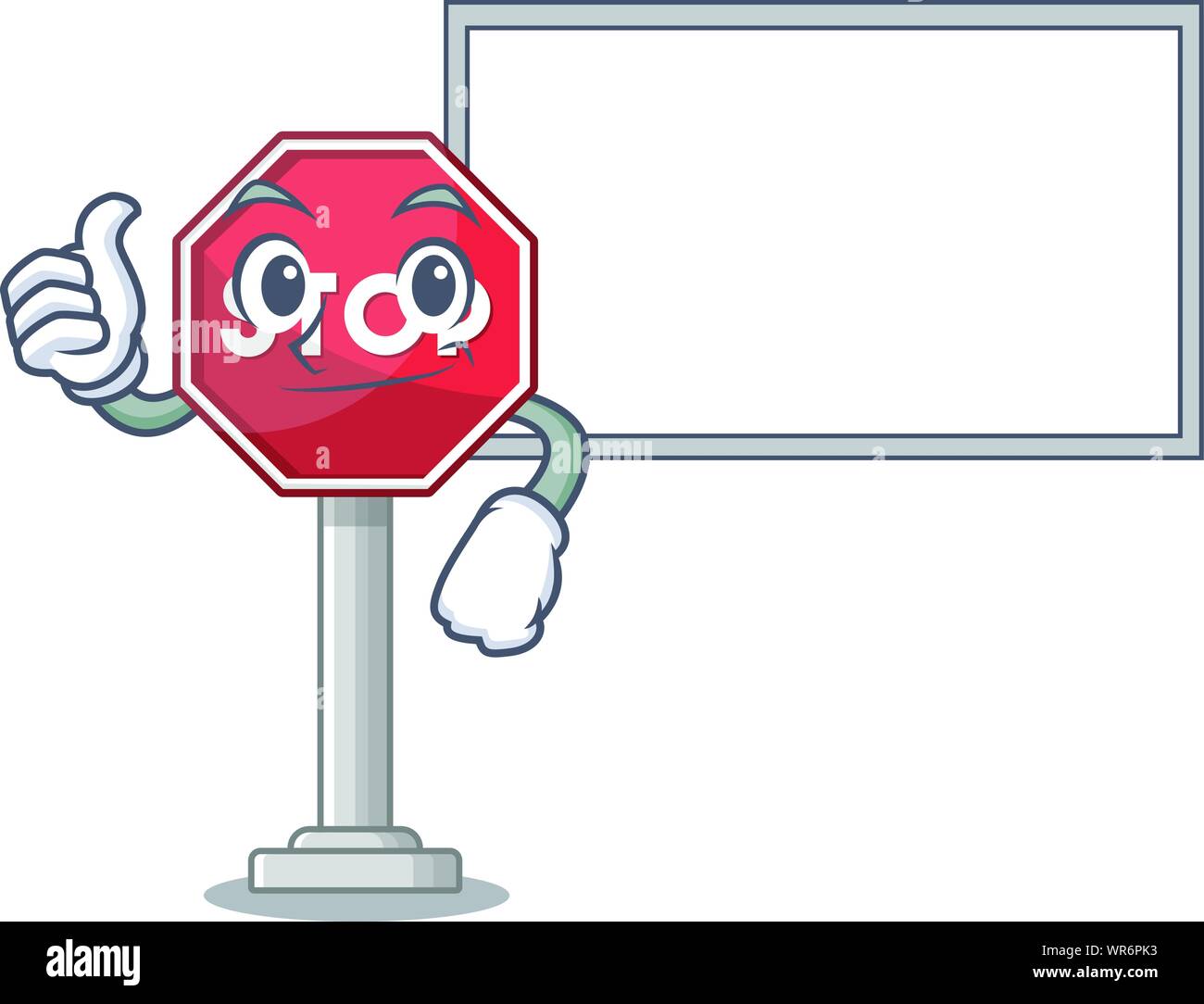 Thumbs up with board sign stop mascot shaped with character Stock ...