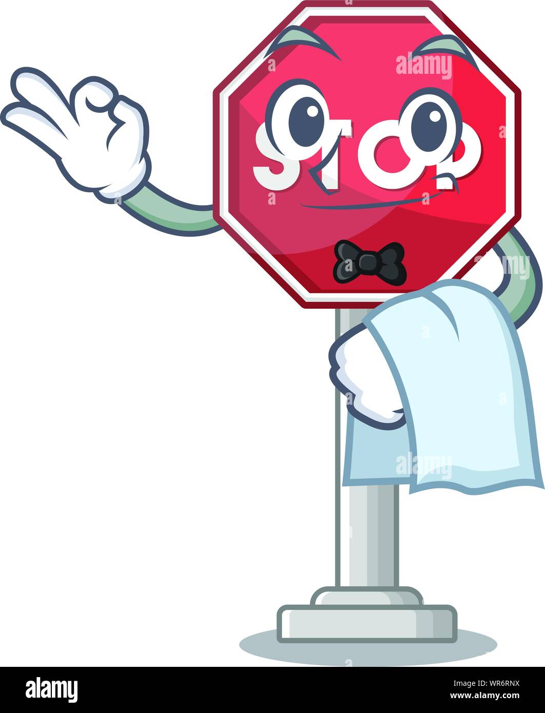 Waiter sign stop with the mascot shape Stock Vector Image & Art - Alamy