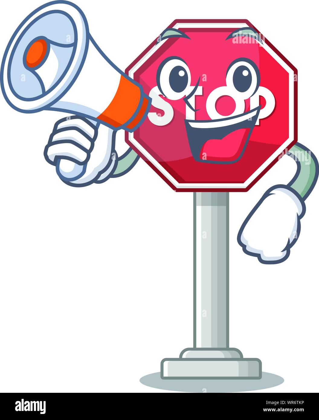 With megaphone sign stop mascot shaped with character Stock Vector ...