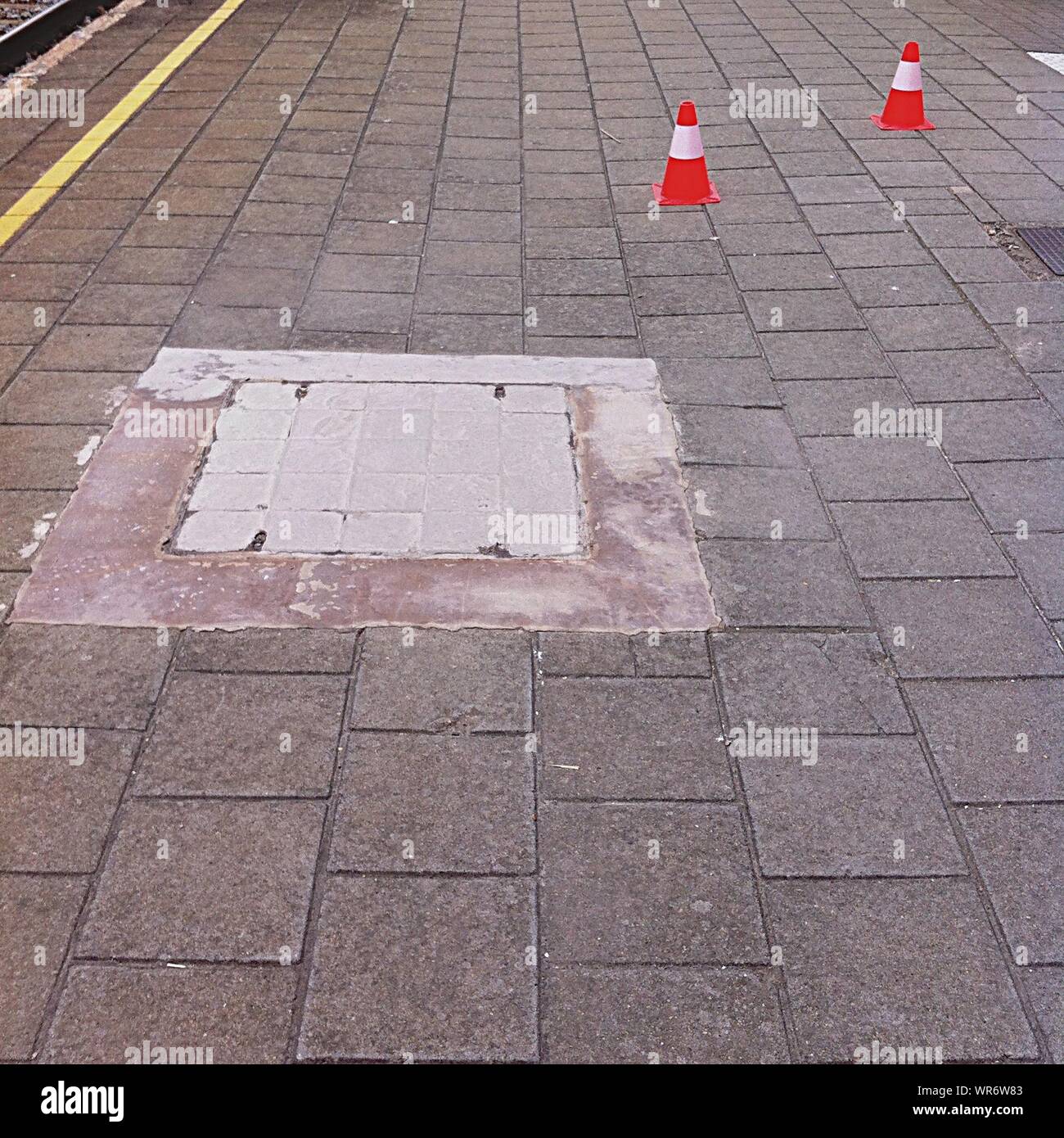 Traffic Cones On Street Stock Photo Alamy