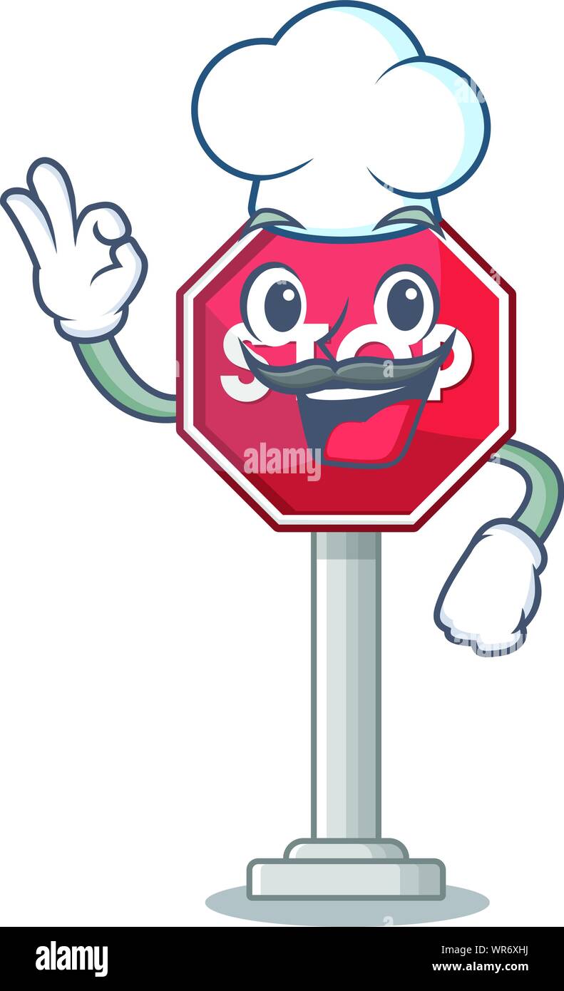 Chef sign stop cartoon side street mascot Stock Vector Image & Art - Alamy