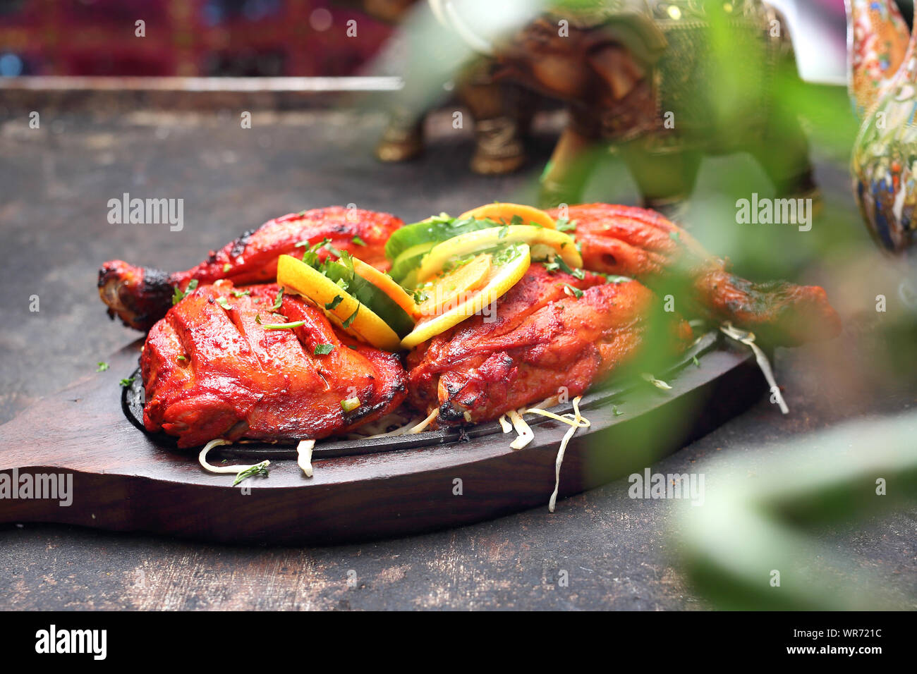 Eastern cuisine. Thai style chicken. Aromatic colorful oriental cuisine. Stock Photo