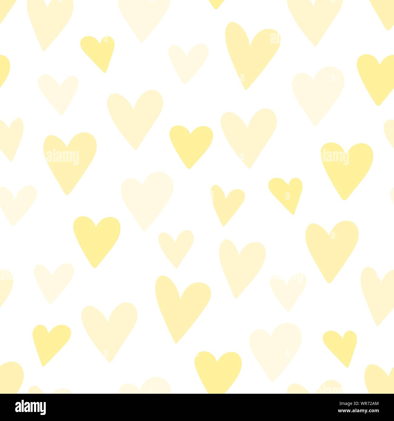 Seamless pattern of yellow hearts. Concept for baby shower, birthday, love, valentines day, texture, background, wallpaper, wrapping paper, print for Stock Vector