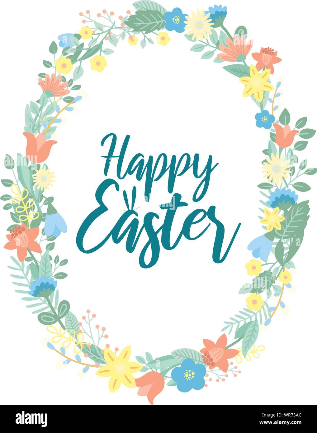 Vector image of an inscription with rabbit's ears in the wreath of ...